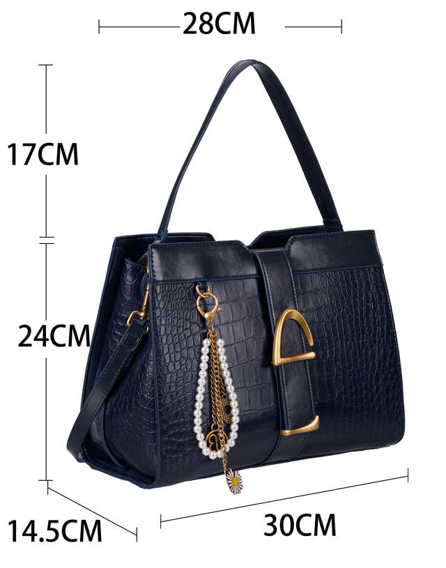 ELSIE EQUESTRIAN BUCKLE CROC TOTE