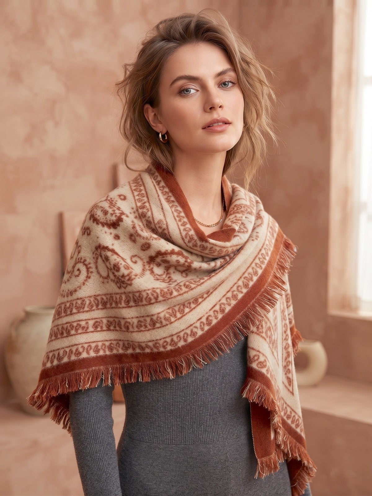 Reeva triangle knit (Paisley print reversible)