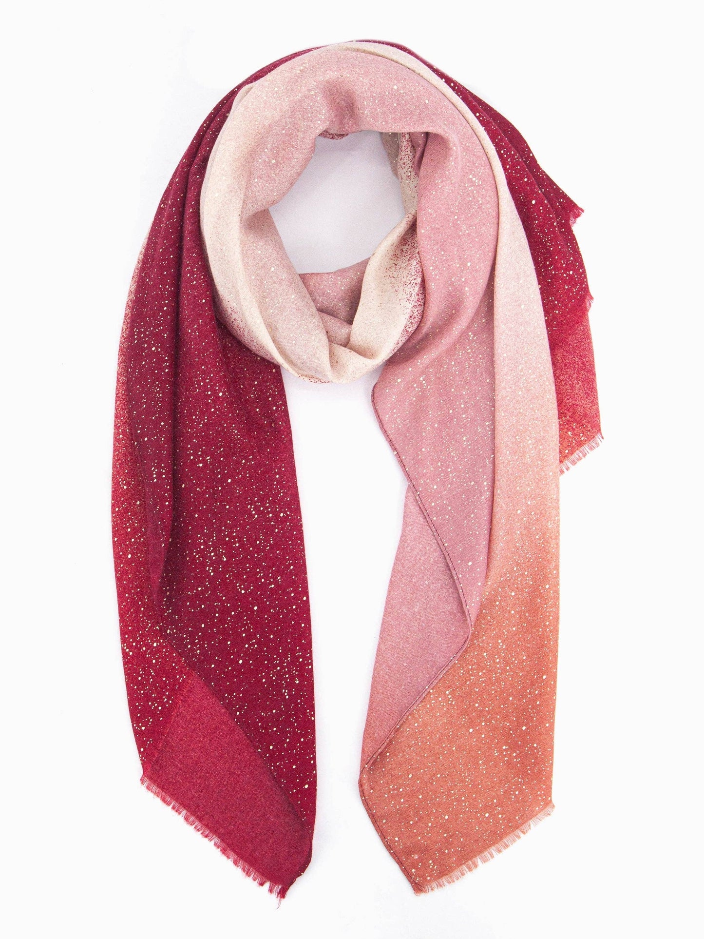 Hattie Lightweight Scarf - Red, Ombre Foil