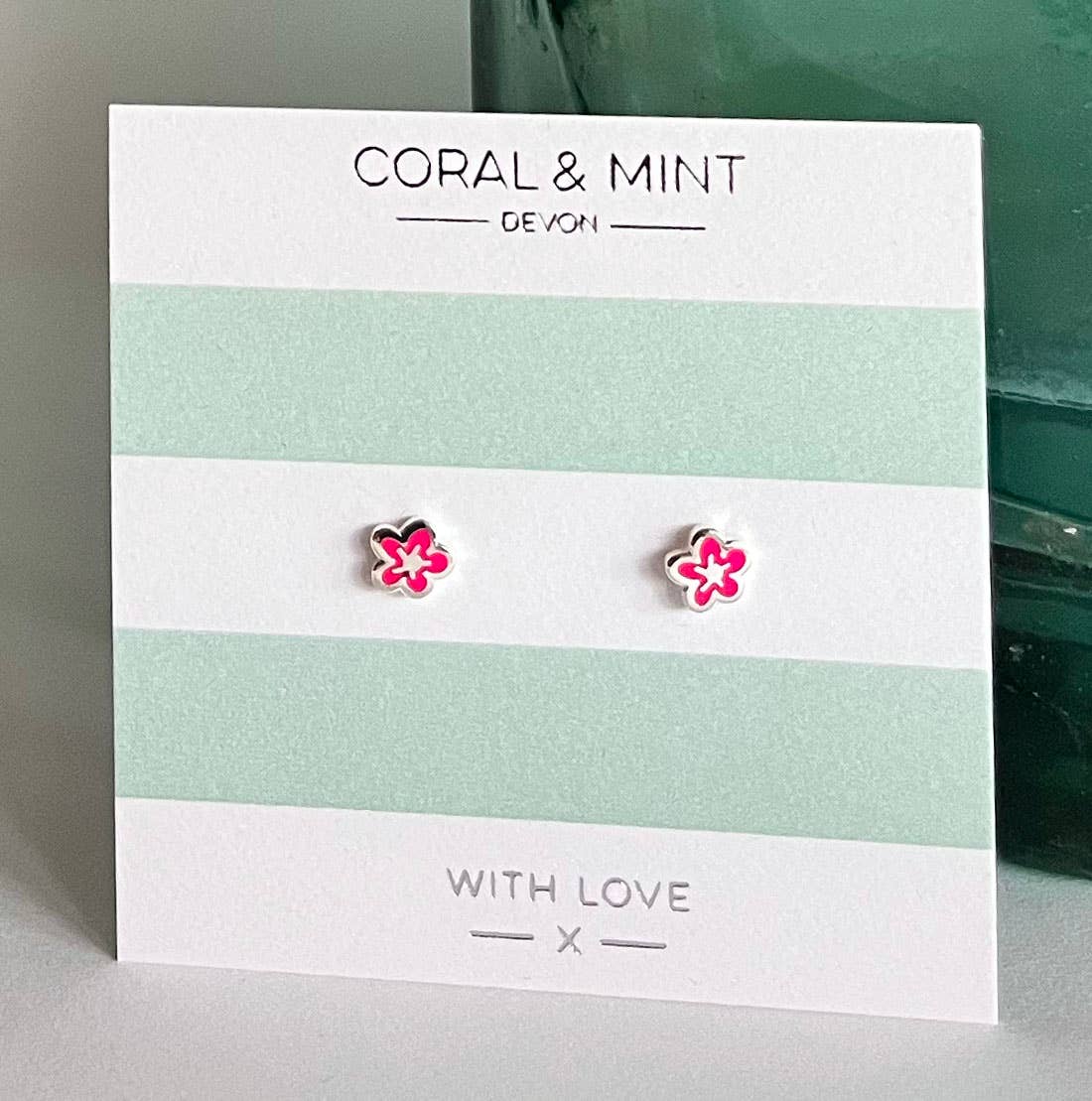 Bright Pink Bubble Flower Studs