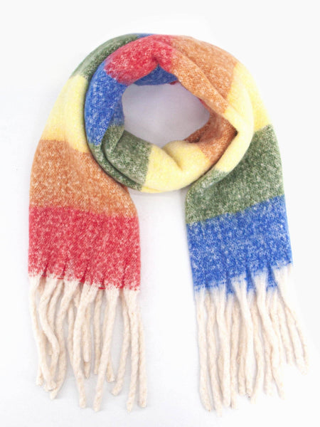 Eliza Heavyweight Scarf - Horizontal Rainbow Stripe