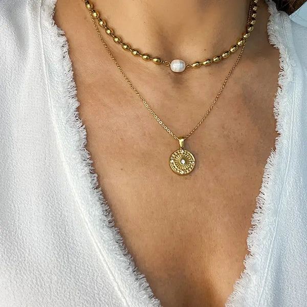 Gianna coin necklace-Gold