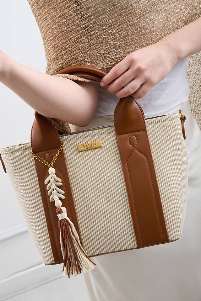 Betsy BOHO CANVAS CITY SHOPPER WITH TASSEL
