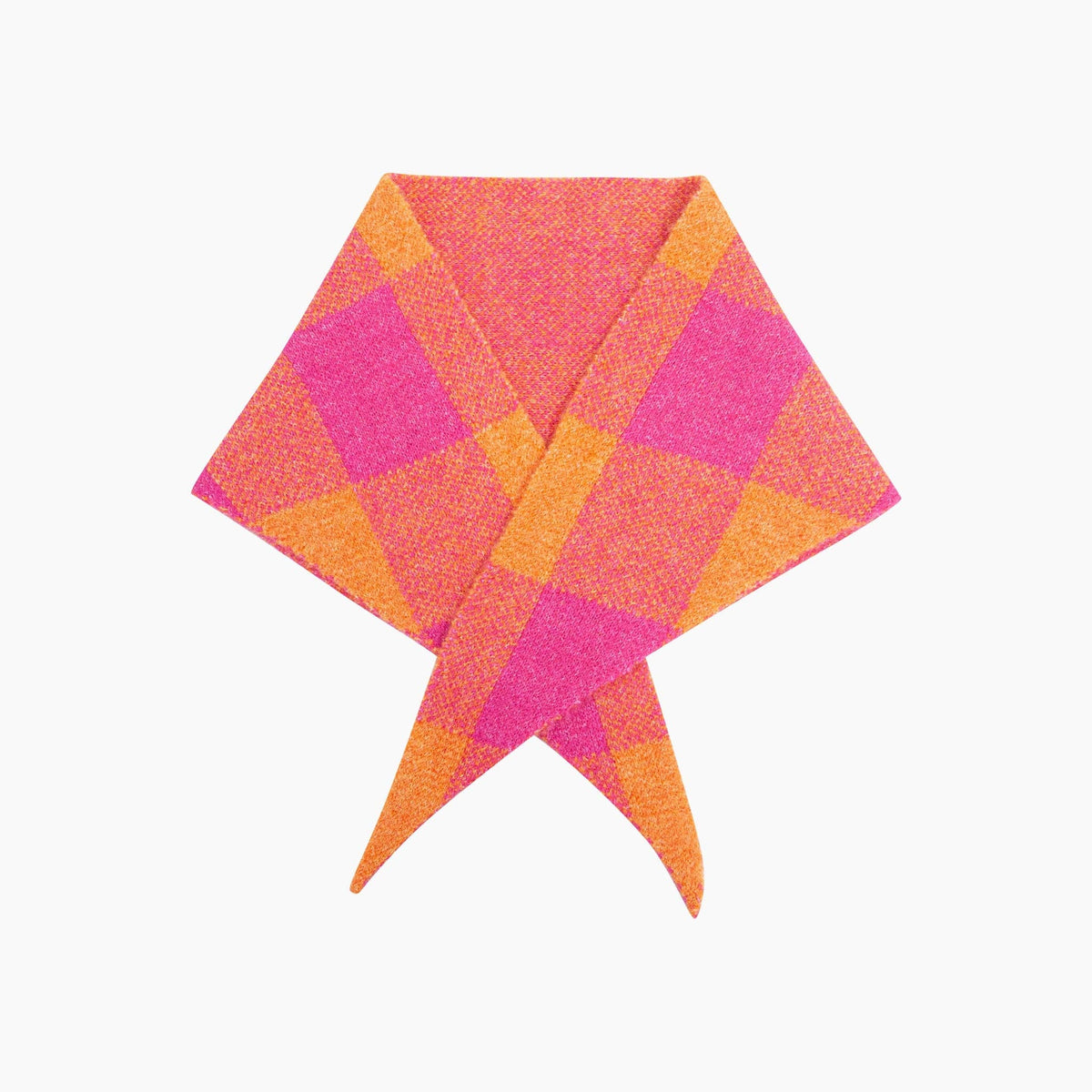 Mira Check Triangle Heavyweight Scarf in Orange/Pink