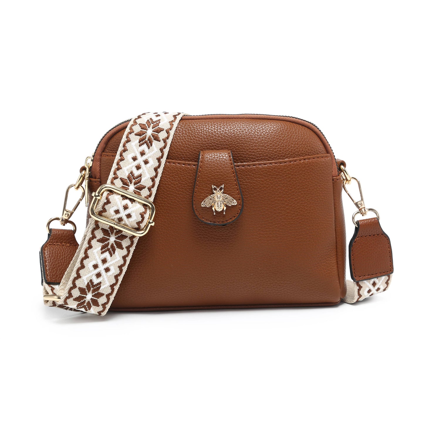 Layla Bee Cross Body Handbag with double zip top sections