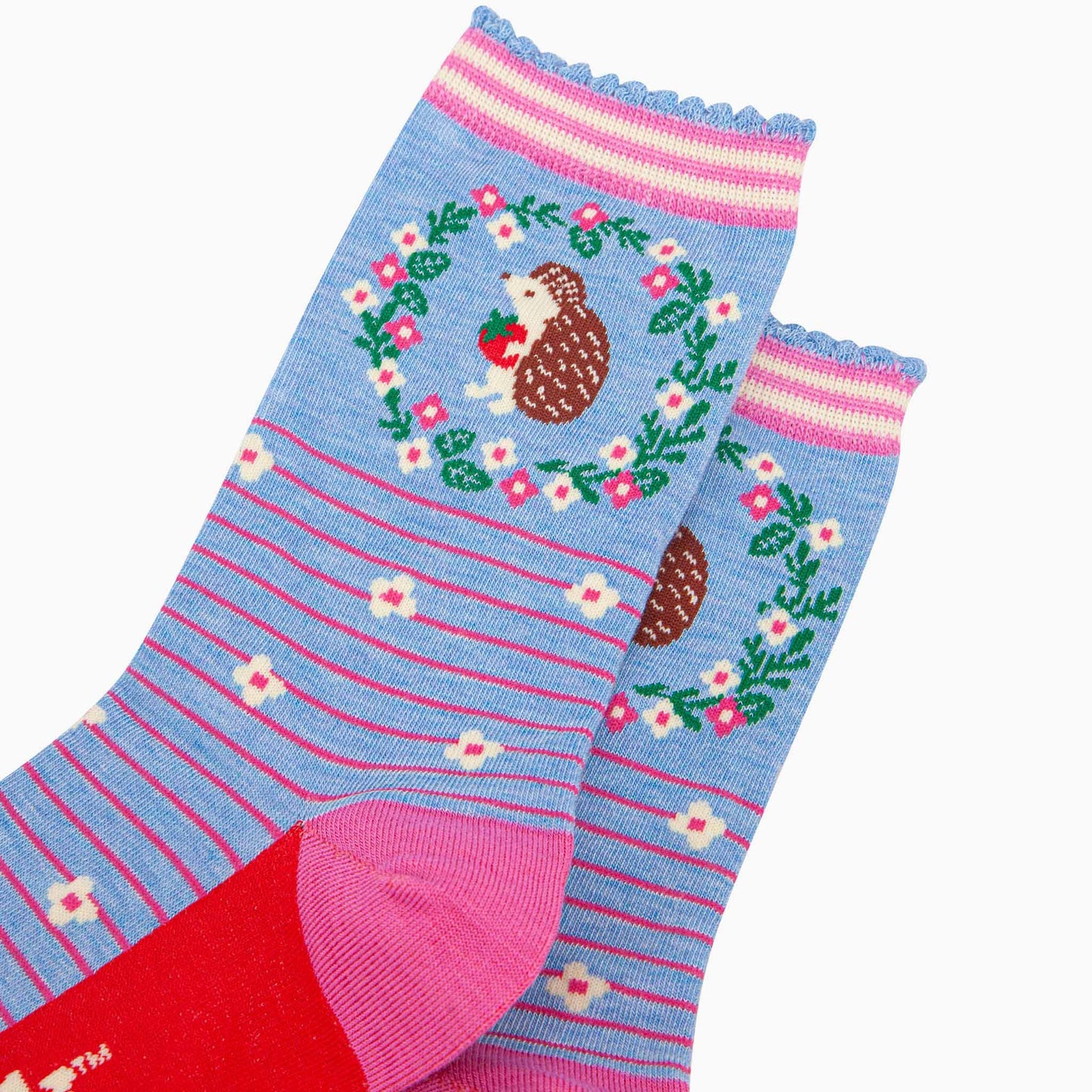 Hedgehog Wreath and Strawberry socks