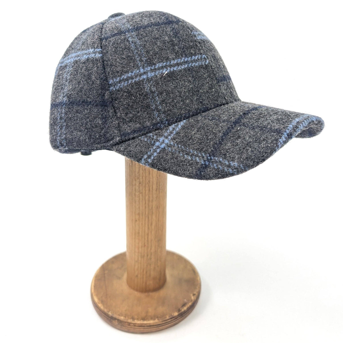 Check Wool Style Cap - Slate Grey