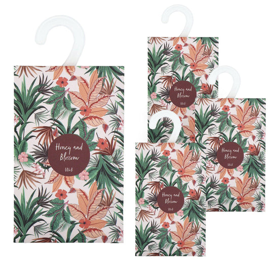 Willow and Belle Scented Hanging Sachet - Set of 4 Honey and Blossom - Tropical Design