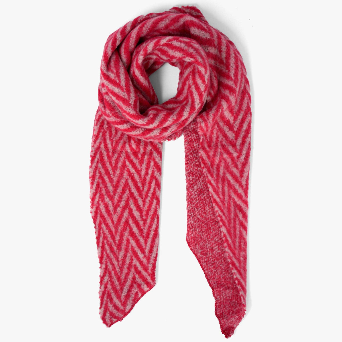 Jay Red/White Asymmetric Chevron Heavyweight Scarf