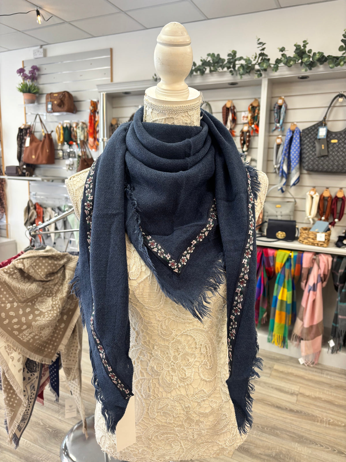 Willow frayed edge triangle scarf