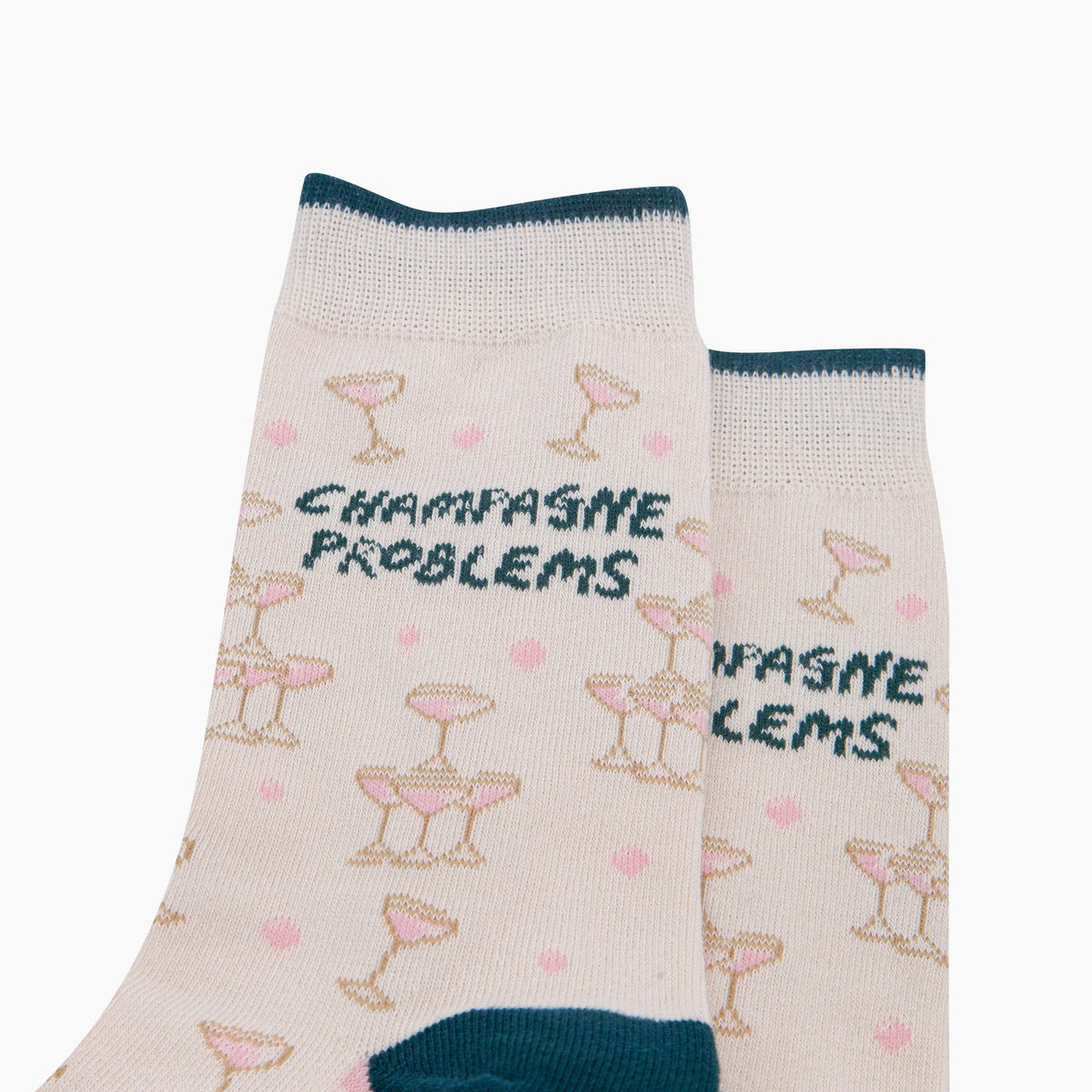 Champagne Problems Combed Cotton Socks in White