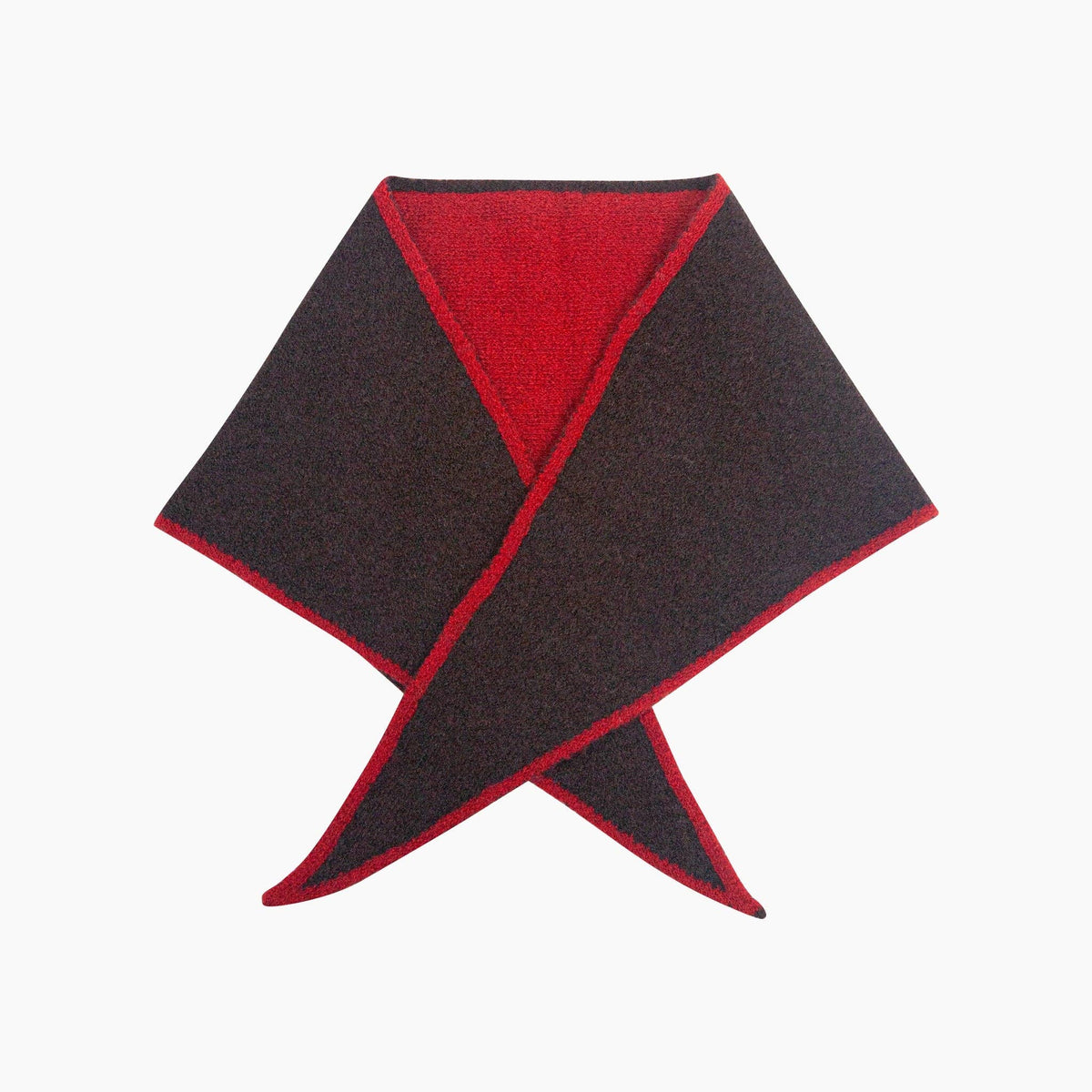 Nina Contrast Trim Triangle Heavyweight Scarf in Brown/Red