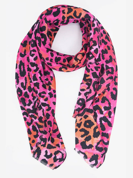 Felix Lightweight Scarf - Fuchsia/Orange, Leopard