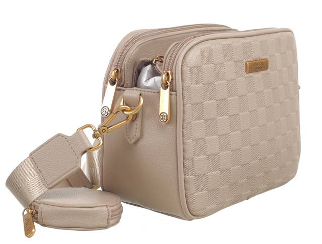 CARLY CHECKERBOARD COIN PURSE CHARM CROSSBODY