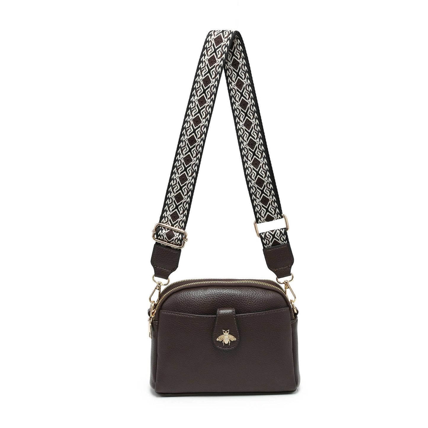 Layla Bee Cross Body Handbag with double zip top sections