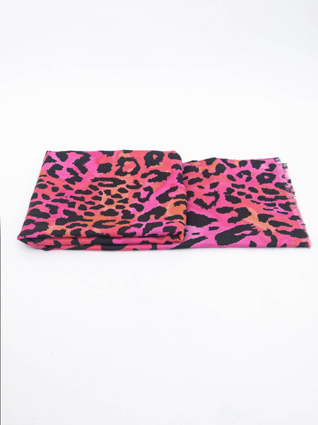 Felix Lightweight Scarf - Fuchsia/Orange, Leopard