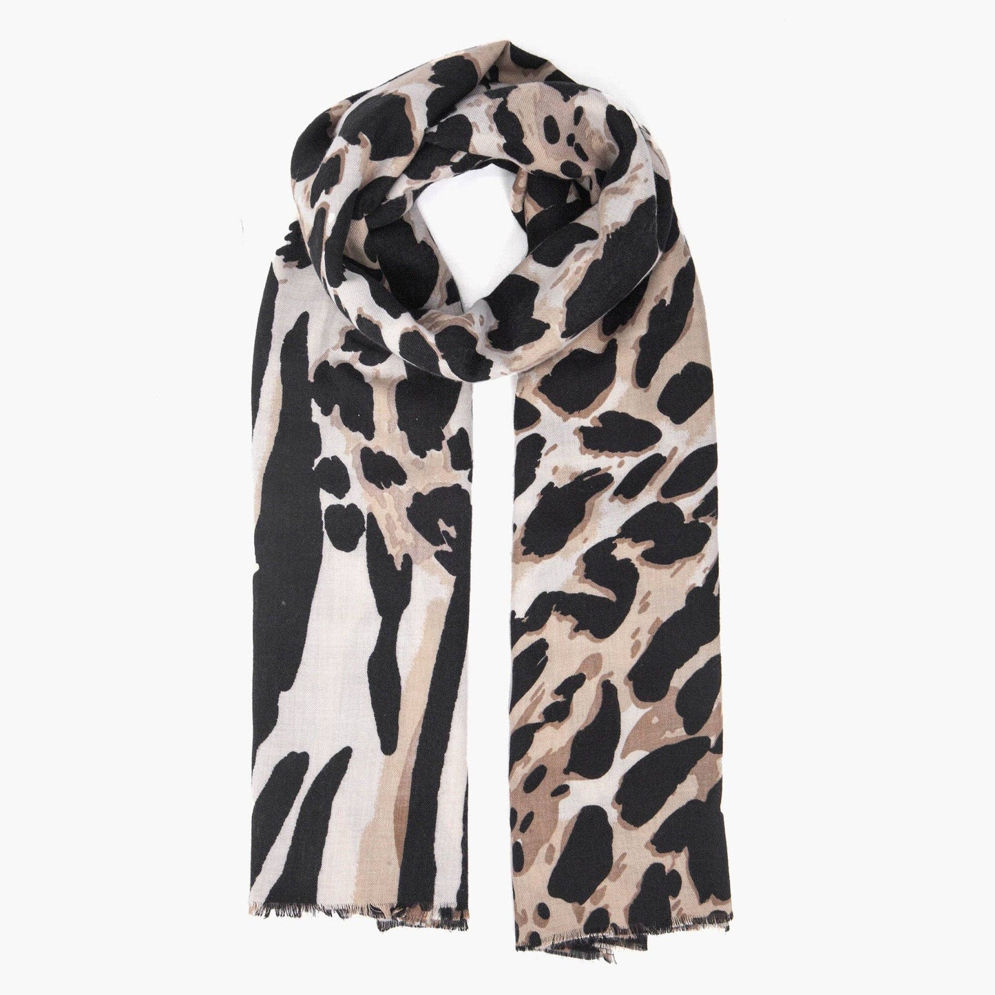 Greta Cream Animal Print Lightweight Scarf