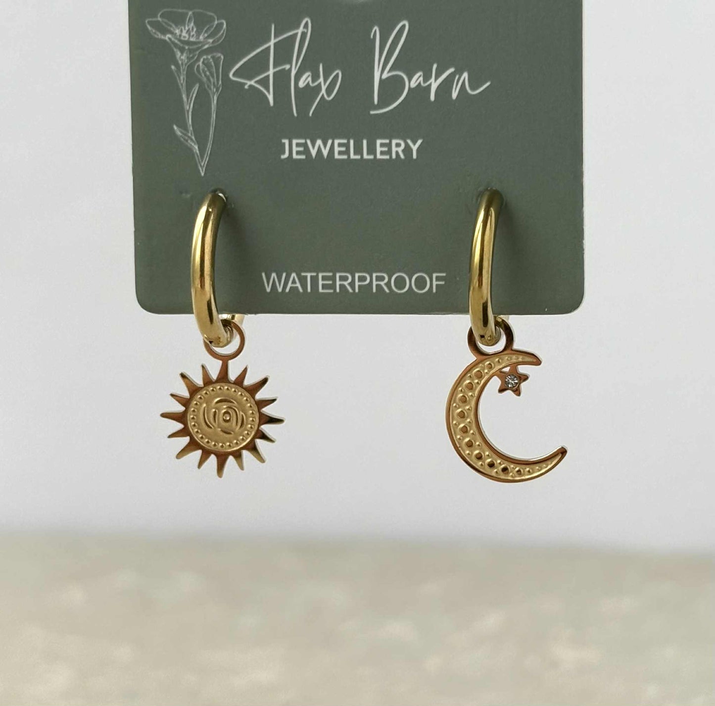 Sun and Moon Huggie Earrings