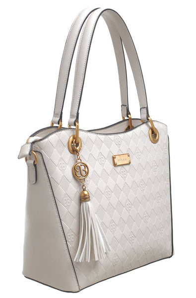GRID SHOULDER BAG WITH TASSEL
