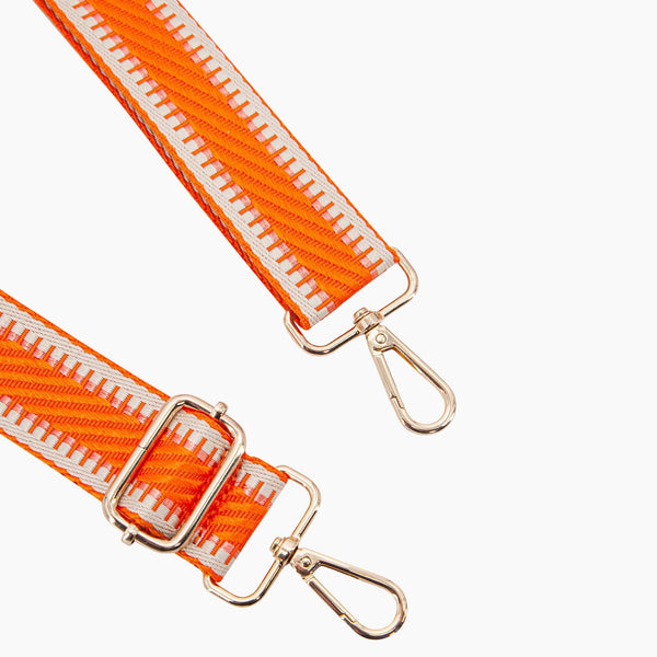 Emerson Woven Bag Strap - Orange, Striped Trim