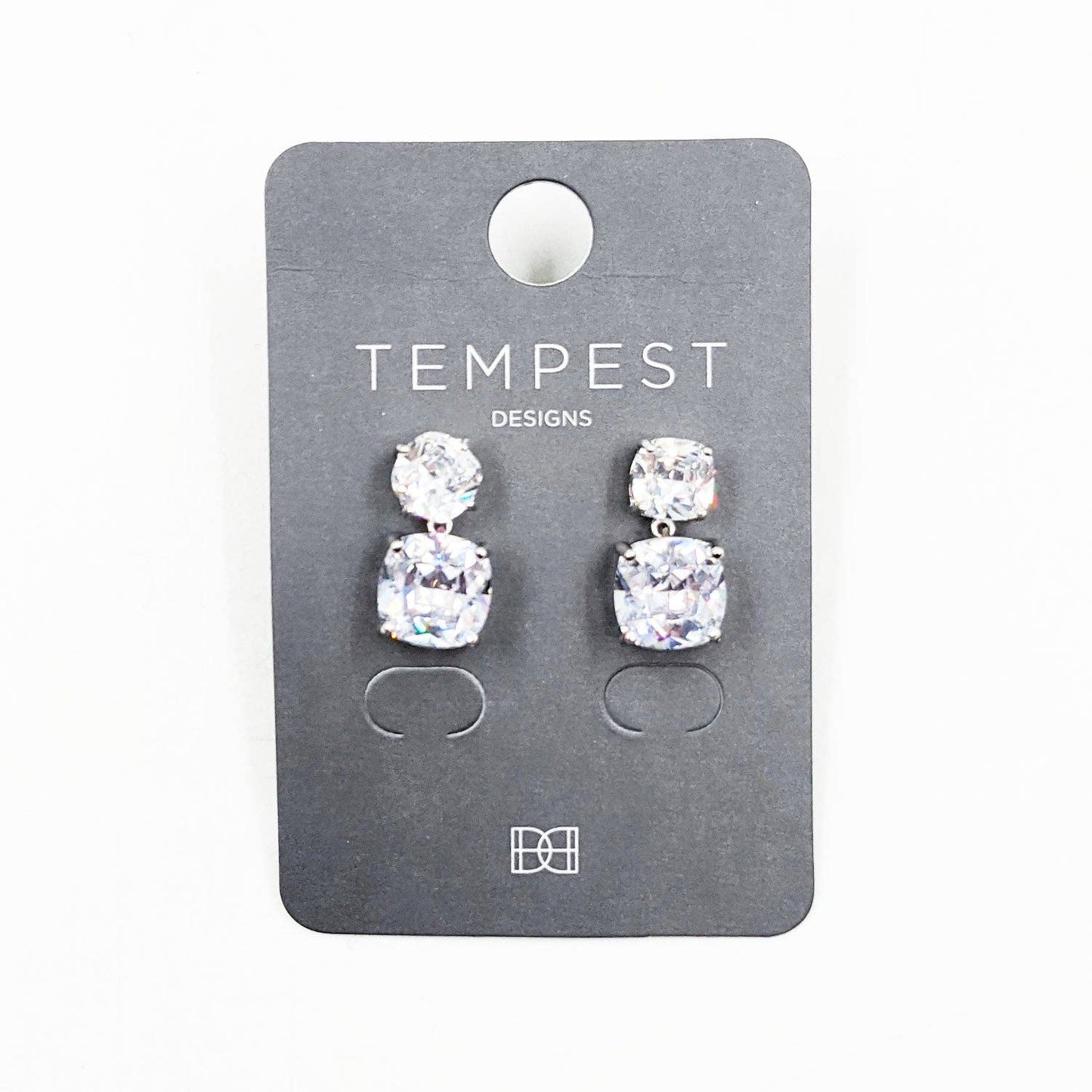 Crystal stud earrings with crystal drop