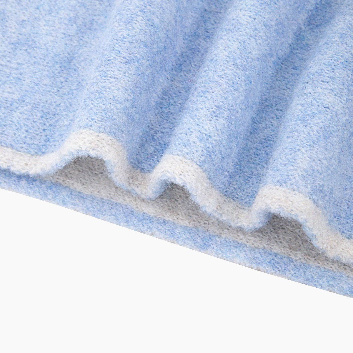 Chloe Contrast Trim Triangle Heavyweight Scarf in Light Blue/Cream