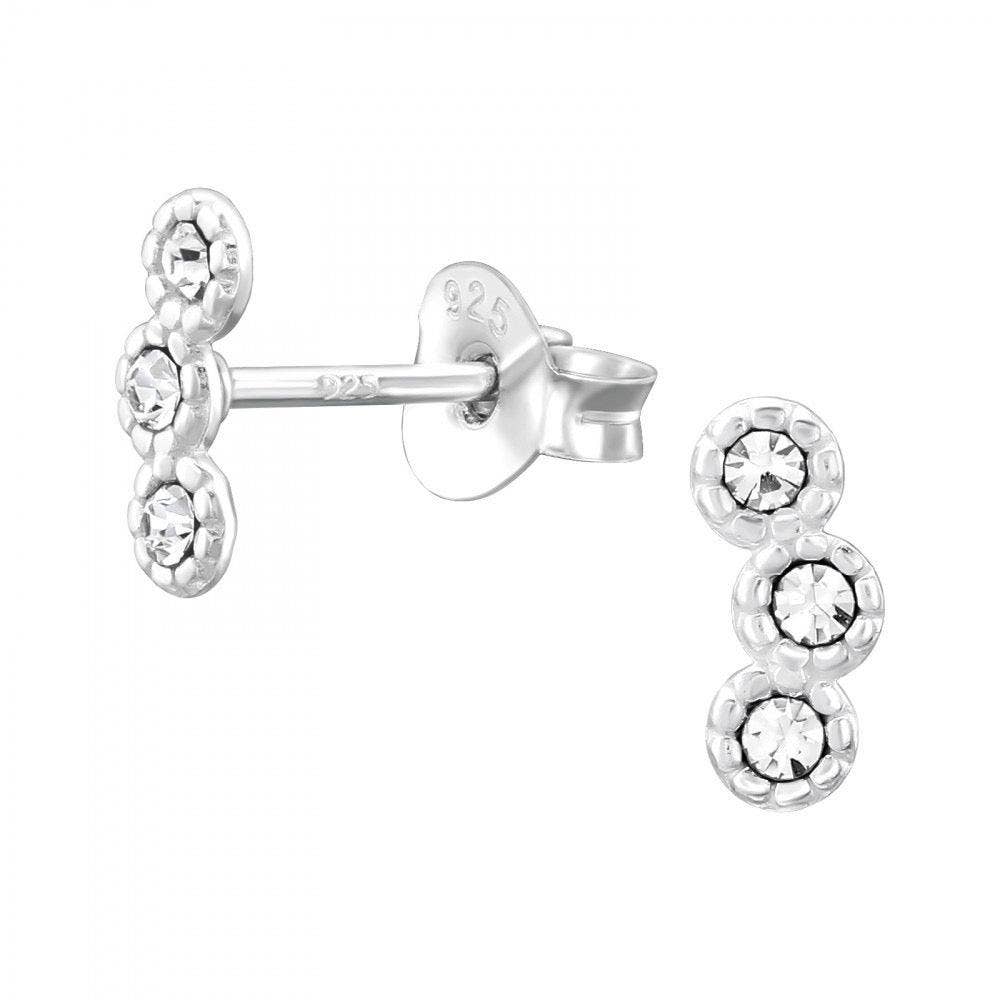 Sterling Silver Stud Earrings - Elegant Gift Boxed Makeup Card and Crystal Crawlers for Her