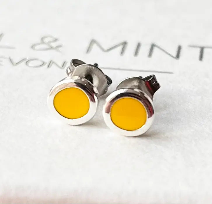 Neon yellow enamel studs