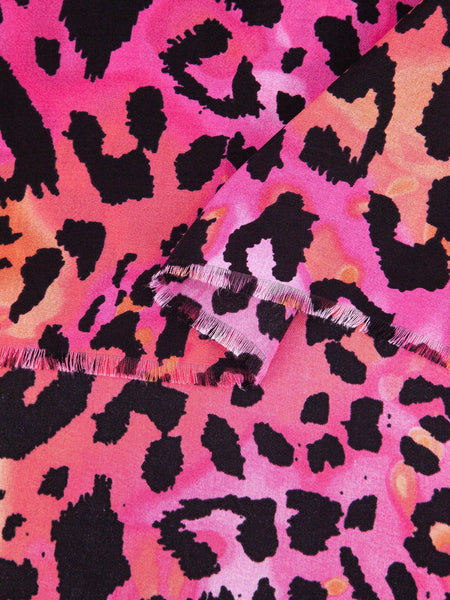 Felix Lightweight Scarf - Fuchsia/Orange, Leopard