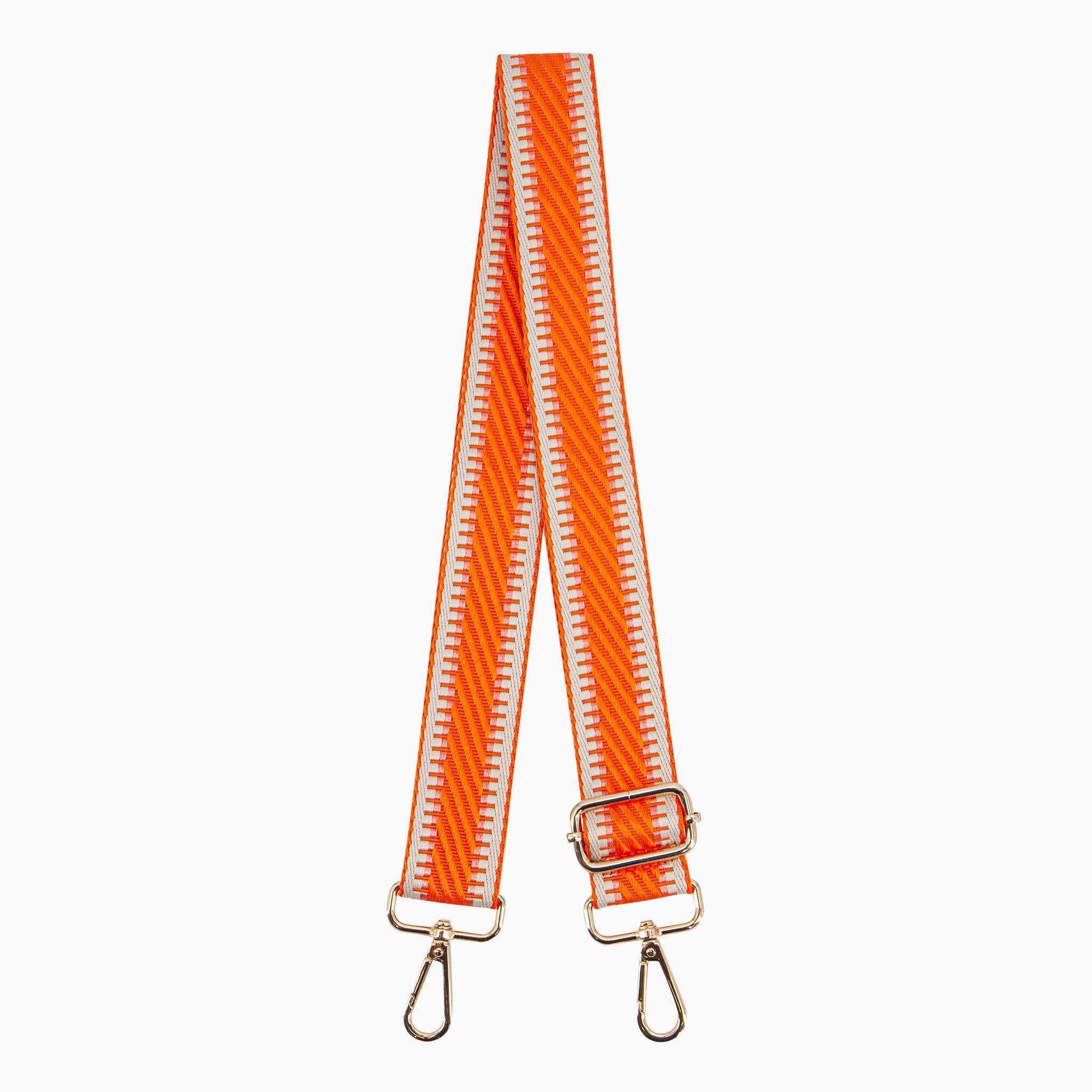 Emerson Woven Bag Strap - Orange, Striped Trim