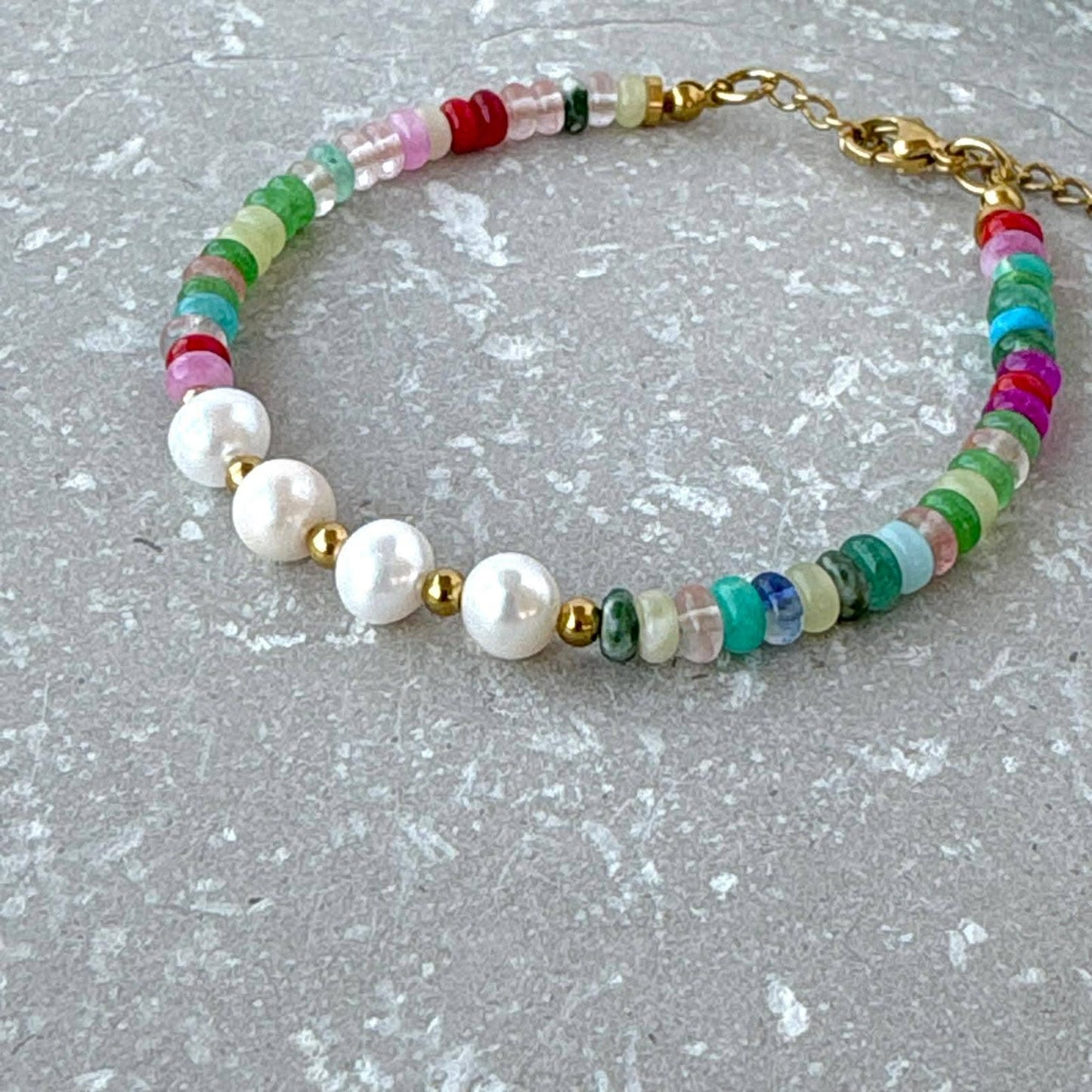 Pearl and Multi Colour Beaded Bracelet