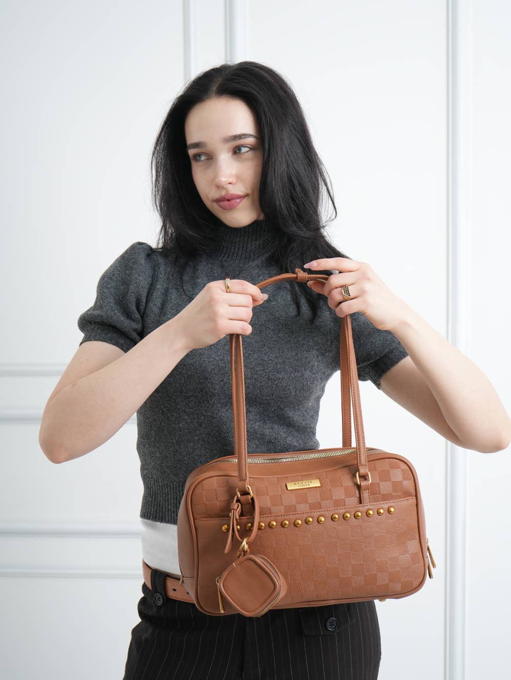 Ember EMBOSSED SHOULDER BAG WITH TINY COIN BAG