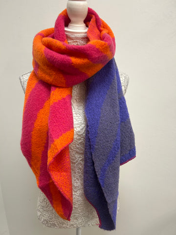 Zia Heavyweight Scarf - Fuchsia/Orange, Animal Stripe