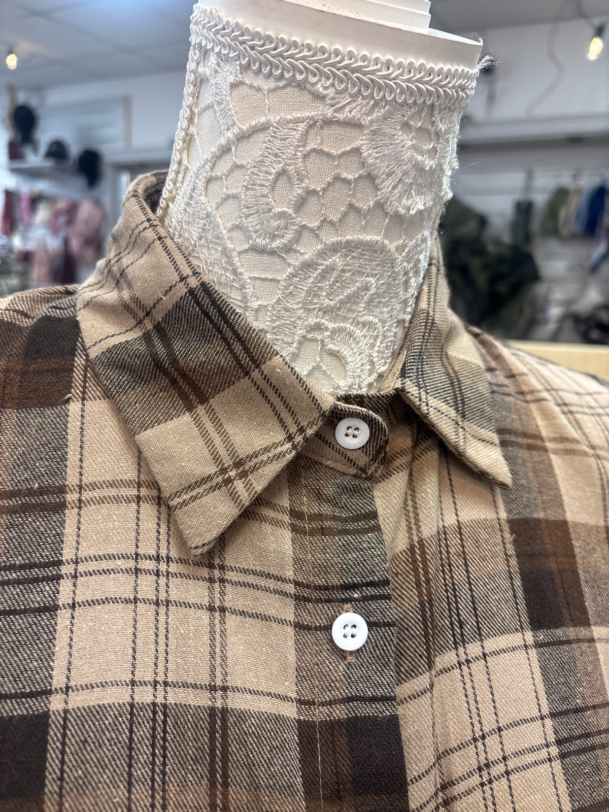 Cherith checked mock collar