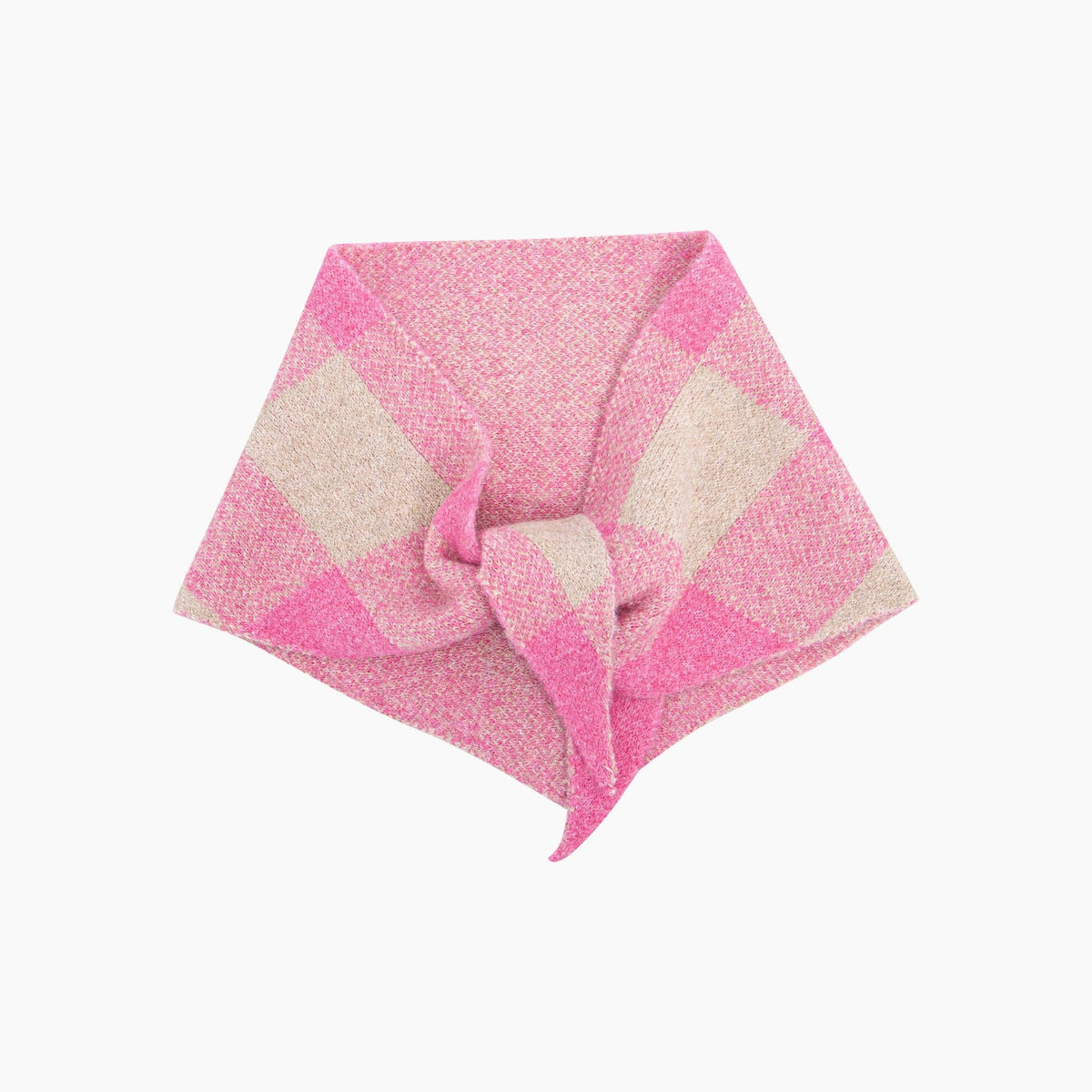 Cheryl Check Triangle Heavyweight Scarf in Pink/Cream