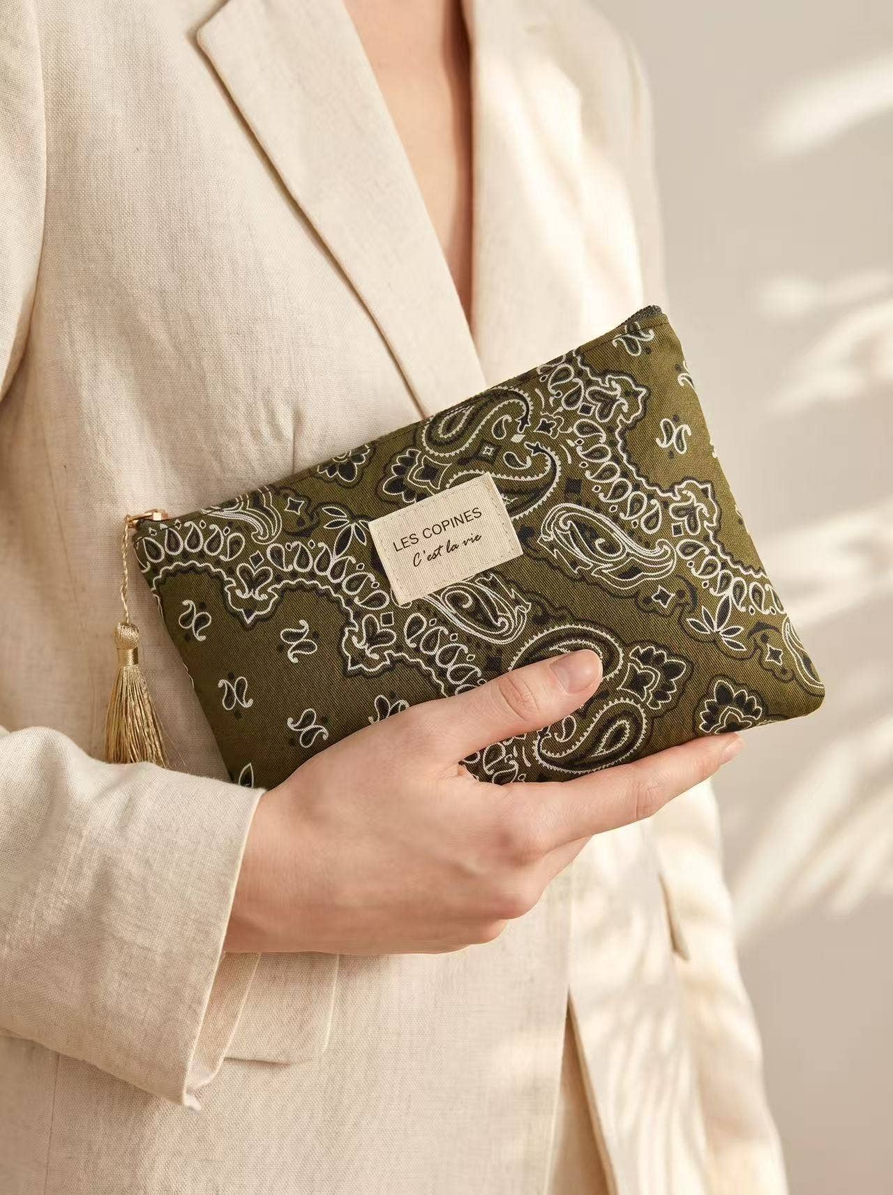 c'est la vie paisley cotton pouch