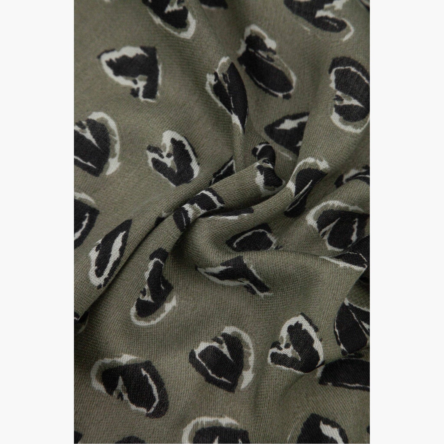 Kara Khaki/Black Hearts Lightweight Scarf