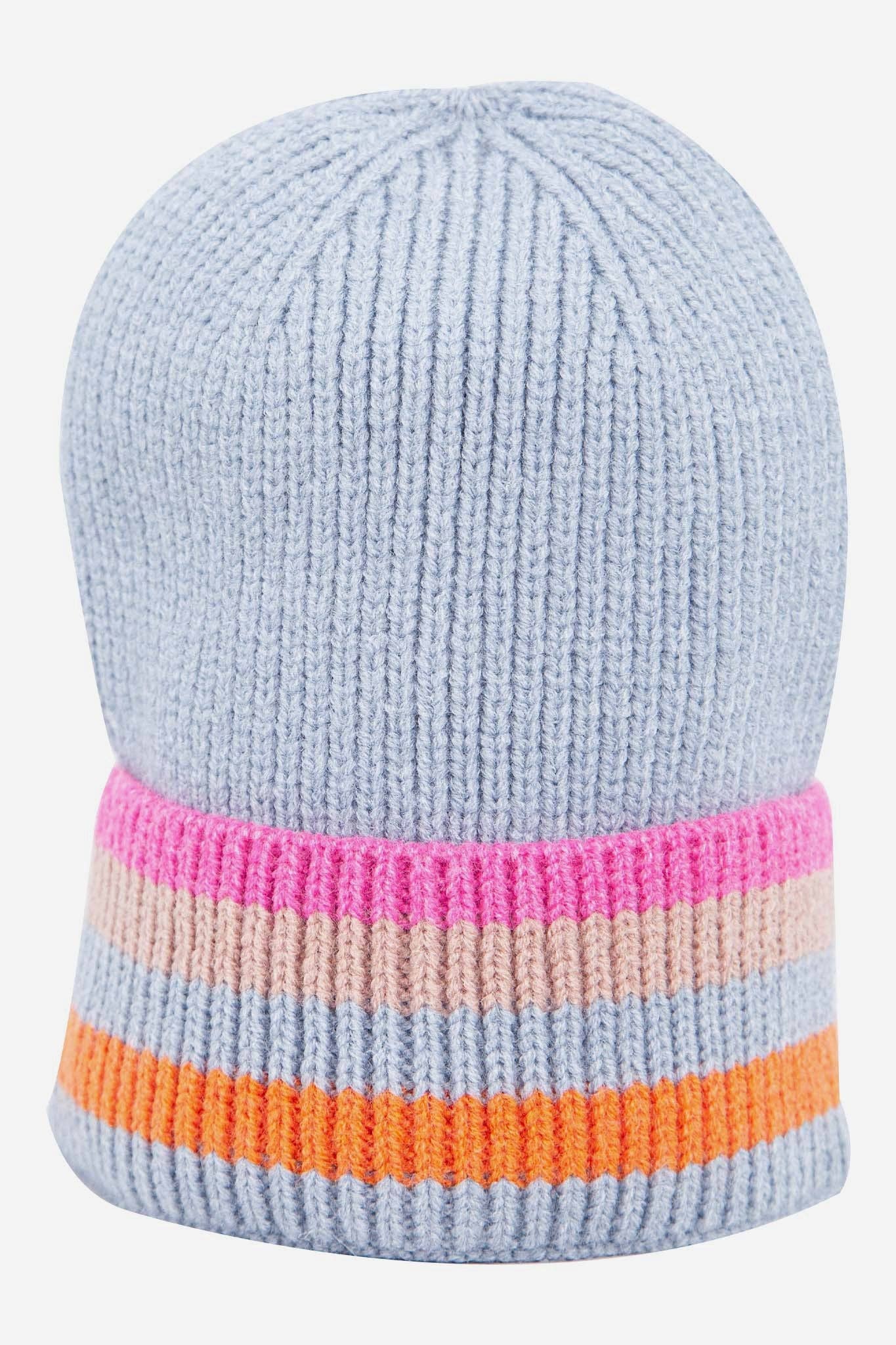 Delta Light Blue Rainbow Stripe Beanie Hat