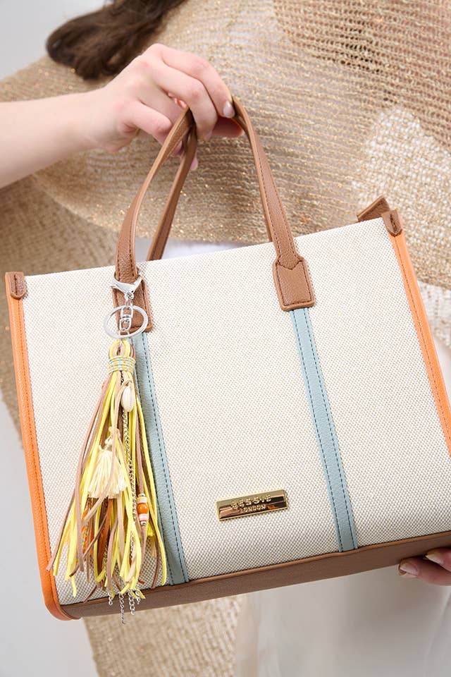 CHLOE CANVAS COLOURFUL STRIPED TOTE