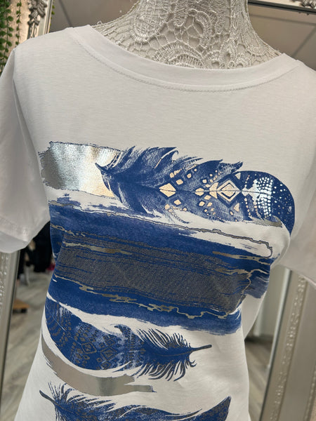 Feather embellished T-shirt
