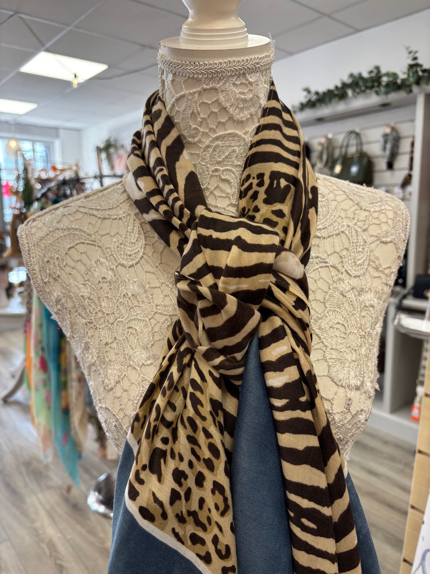Julia blue trim animal print