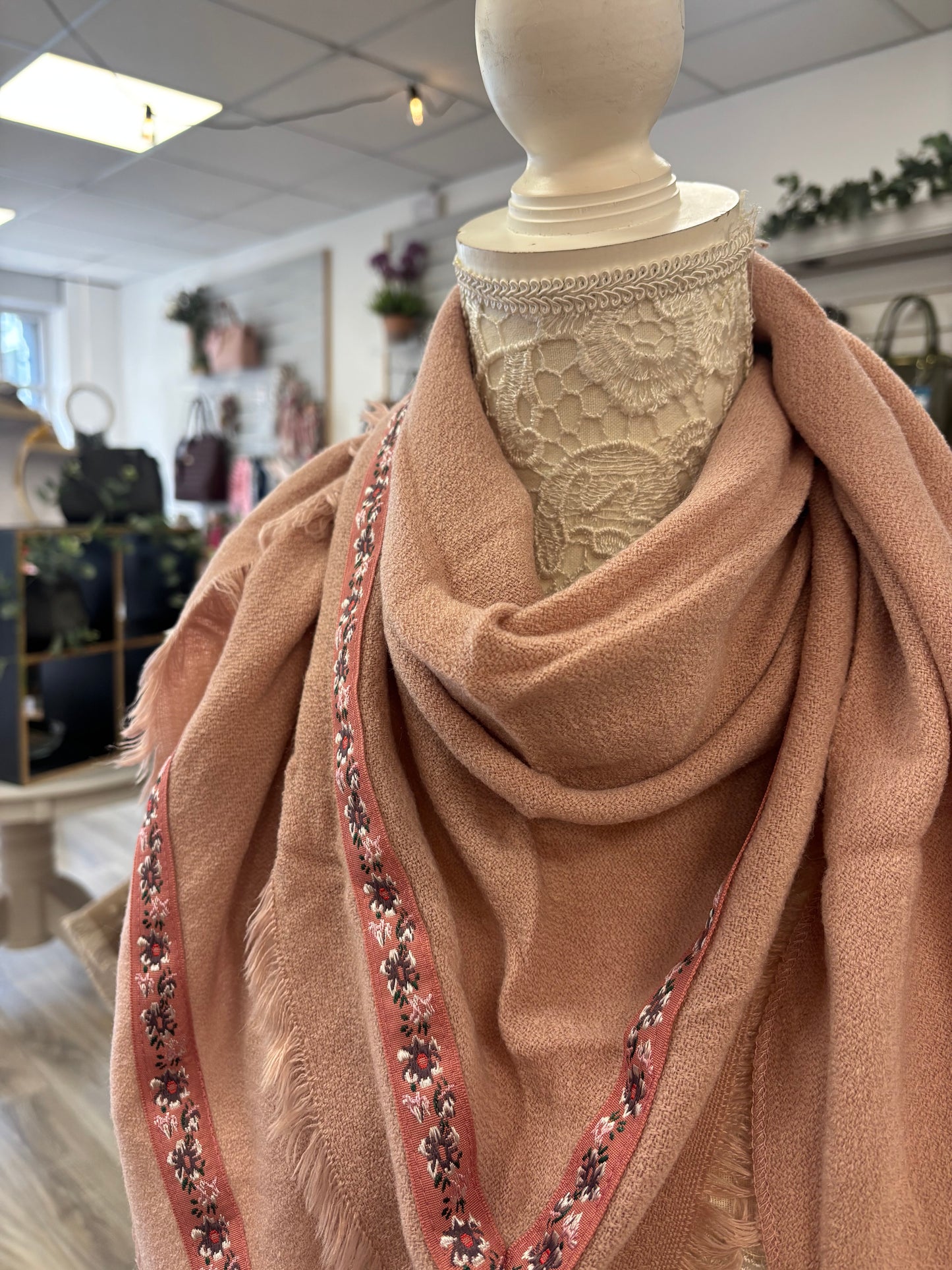 Willow frayed edge triangle scarf