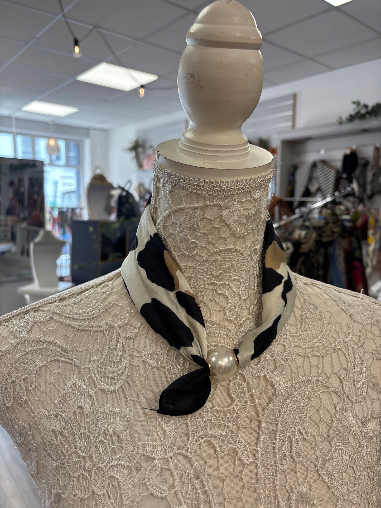 Devon animal print pearl scarf