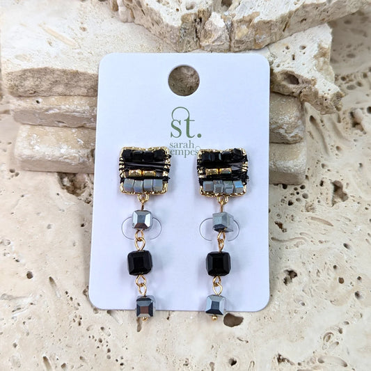 Georgia black beaded drop earrings