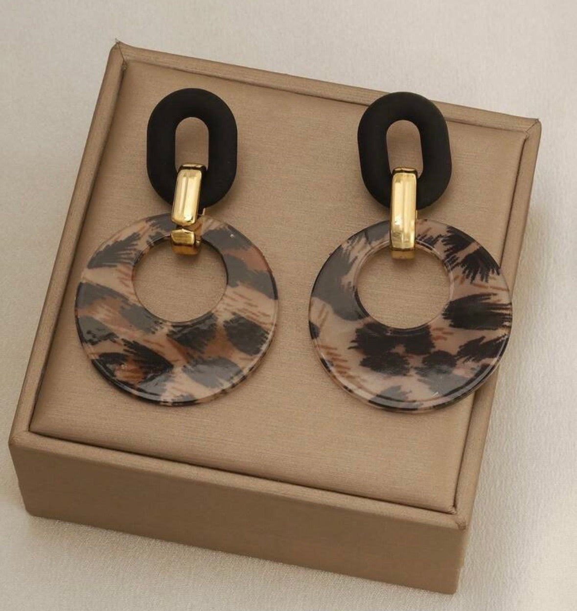 Caitlin leopard drop earring