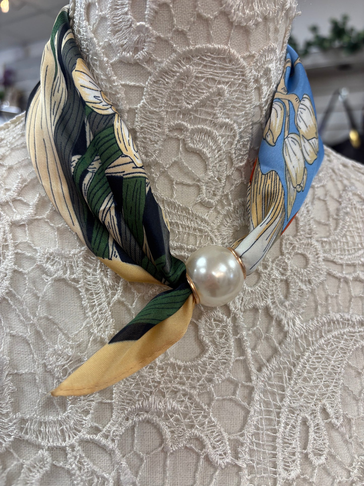 Oriental print Pearl scarf