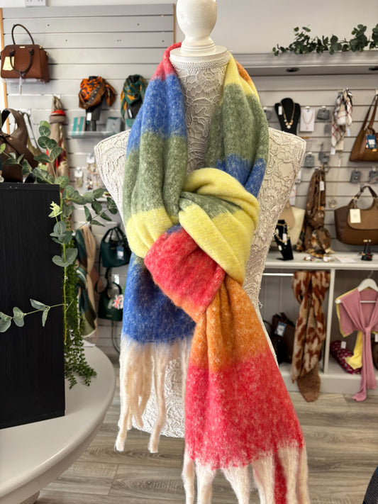 Eliza Heavyweight Scarf - Horizontal Rainbow Stripe