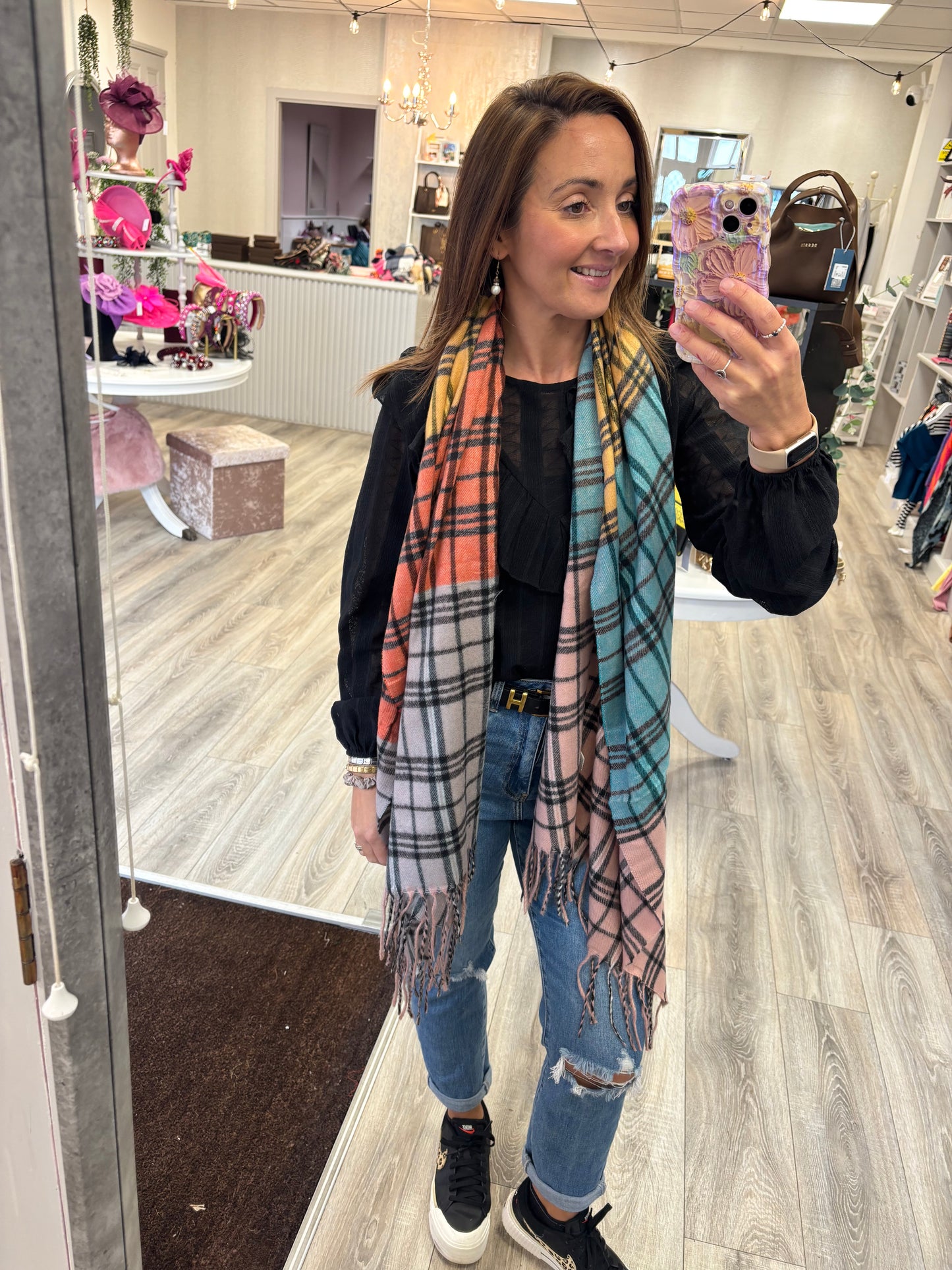 Perrie checked scarf