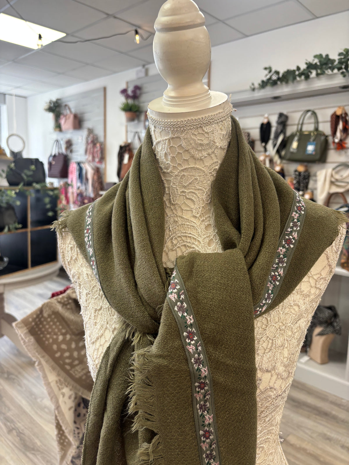 Willow frayed edge triangle scarf