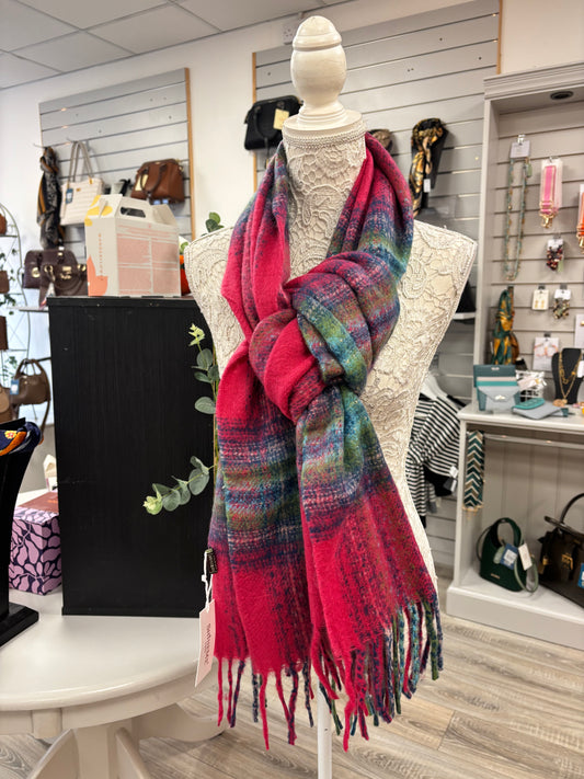 Belina pink checked scarf